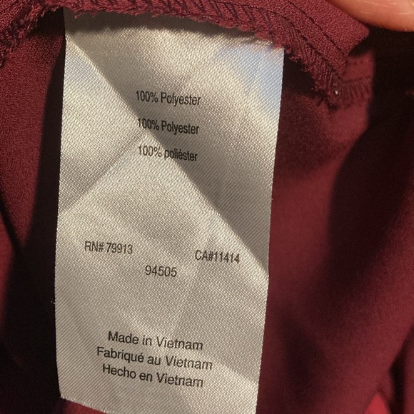 Motherhood burgundy blouse with waist tie and tie up sleeves. - Picture 6 of 6